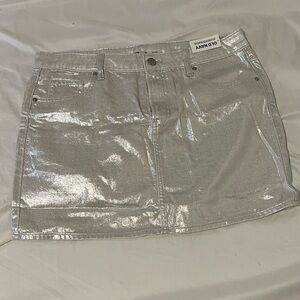 Silver Jean Mini Skirt Old Navy